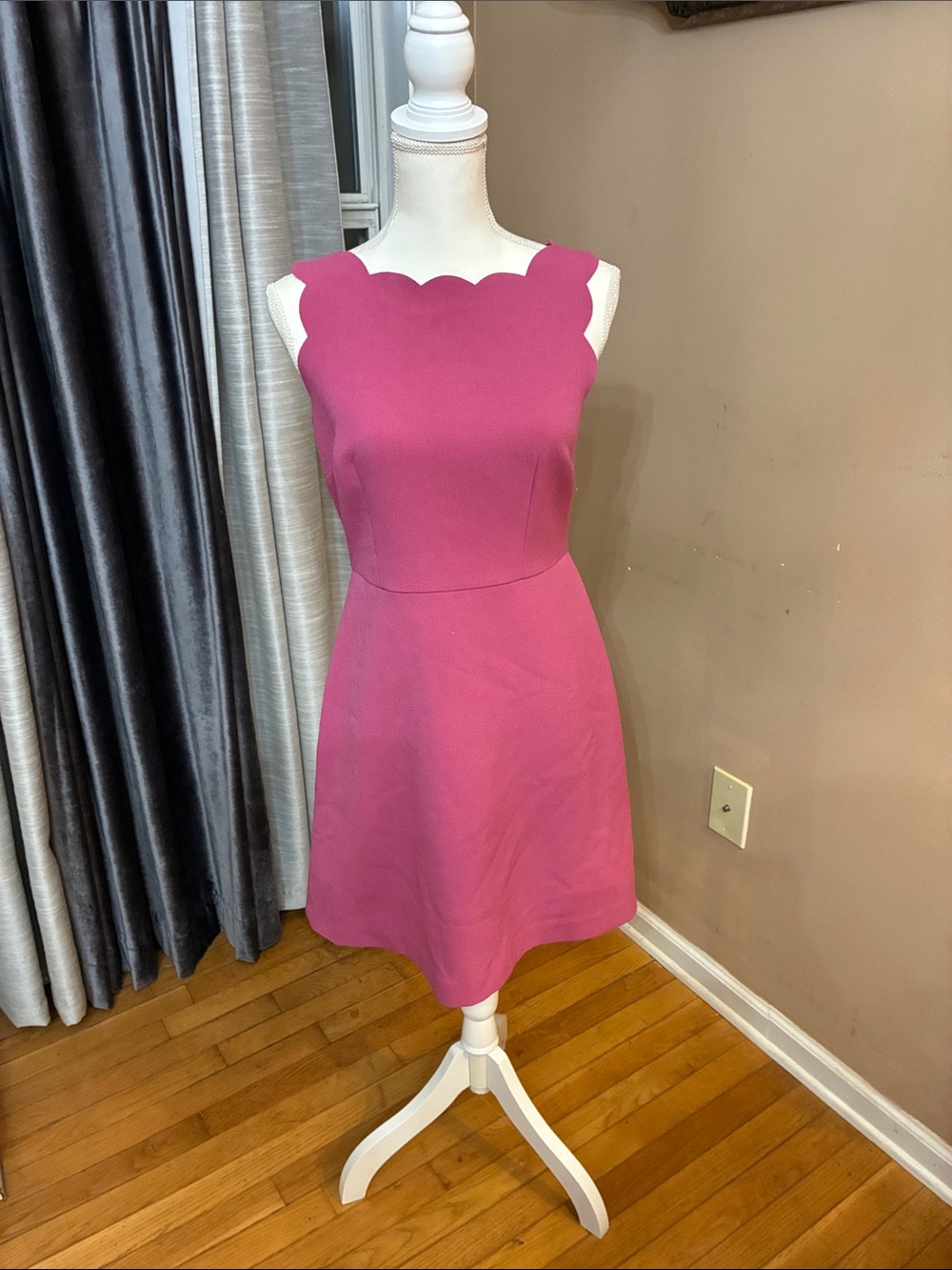 LOFT Fuchsia Scallop-Neck Sleeveless Mini Dress